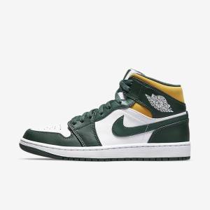 Zapatillas Nike Air Jordan 1 Mid Hombre Verde Blancas | NK921CEG