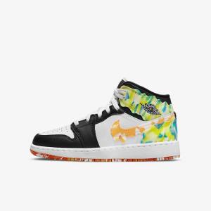 Zapatillas Nike Air Jordan 1 Mid SE Older Niños Negras Naranjas Blancas | NK198ICX