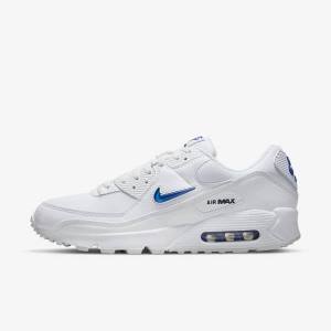 Zapatillas Nike Air Max 90 Hombre Blancas Negras Azul Real | NK851GMN