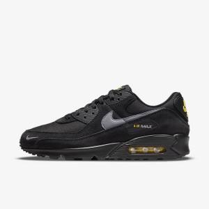 Zapatillas Nike Air Max 90 Hombre Negras Amarillo Metal Gris | NK582RAS