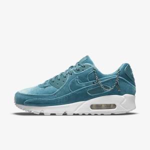 Zapatillas Nike Air Max 90 Premium Mujer Gris Verde Metal Plateadas Blancas Gris Verde | NK490IHC