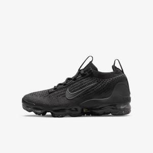 Zapatillas Nike Air VaporMax 2021 FK Older Niños Negras Gris Oscuro | NK752OLV