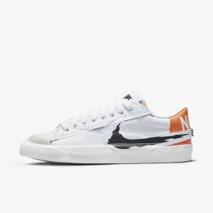 Zapatillas Nike Blazer Low 77 Jumbo Hombre Blancas Naranjas Negras | NK872DPZ