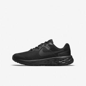 Zapatillas Running Nike Revolution 6 Older Carretera Niños Negras Gris Oscuro | NK190EQF