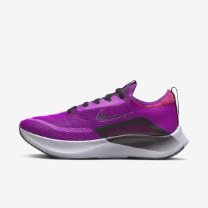 Zapatillas Running Nike Zoom Fly 4 Carretera Mujer Blancas Verde Plateadas | NK853UVL